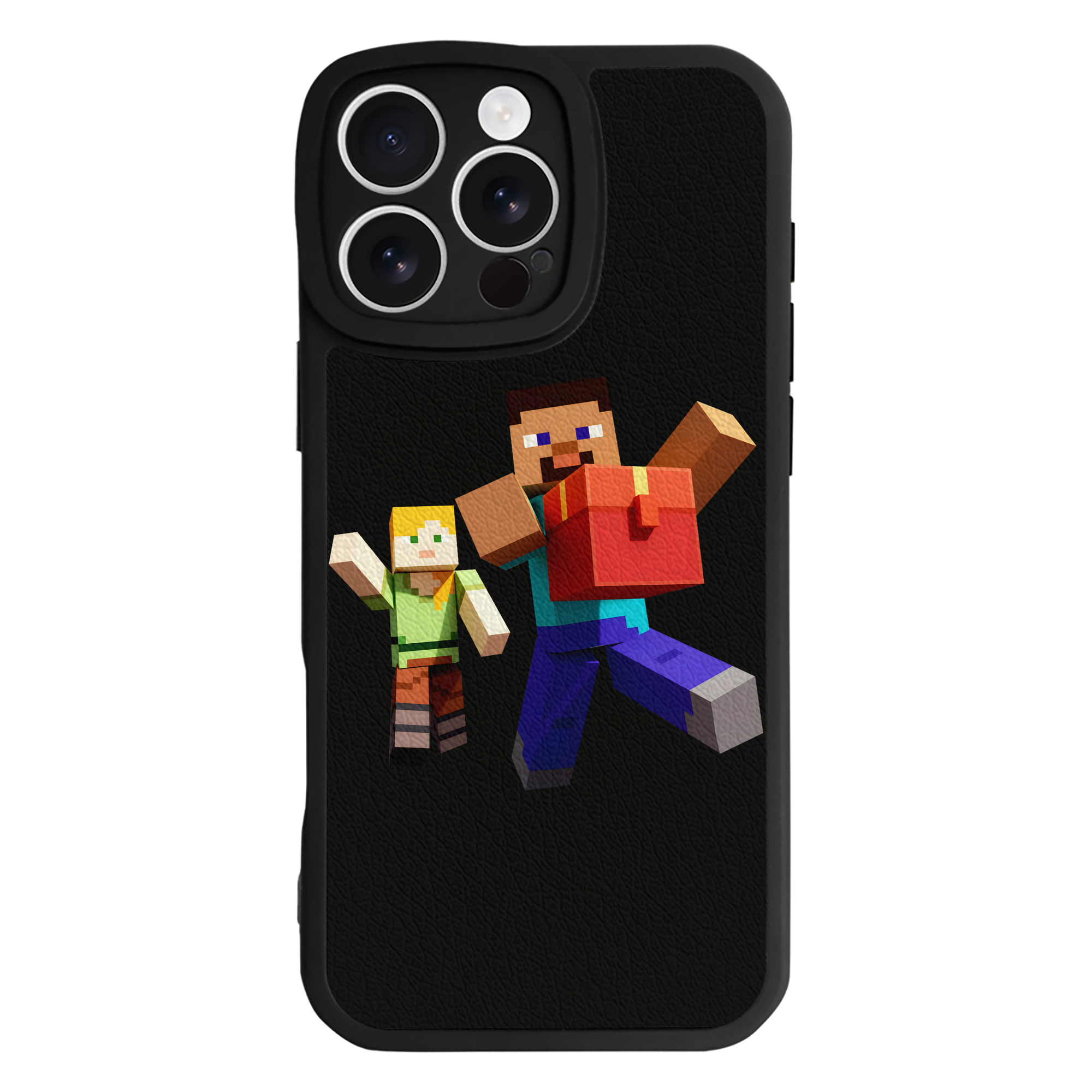 （画像用） マインクラフト ブロックの世界 Minecraft MC Block world 【iPhone 16シリーズ対応】シリコンスマホケース（レザー調） 材質：シリコン